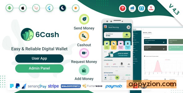 6Cash v4.3 - Digital Wallet Mobile App with Laravel Admin Panel - nulled